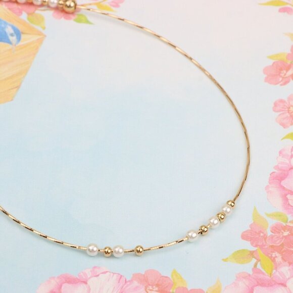 Elegant Rose Gold Beaded Necklace with Pearl & Adjustable Length, XPNL0288 - Picture 5 of 12
